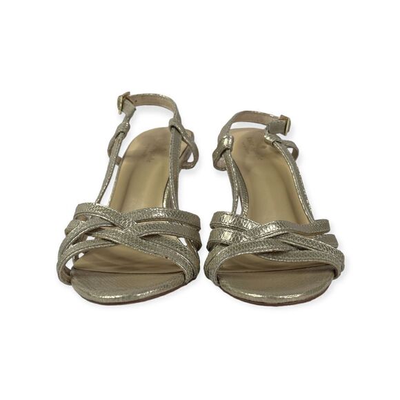 Kate Spade Metalic Gold Sexy Strappy Open Toe Stilettos Size 10M - Picture 2 of 9